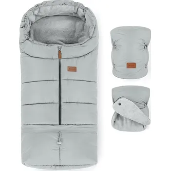 Fusak PETITE&MARS Set Fusak Jibot 3v1 + rukavice na kočárek Jasie Quiet Grey