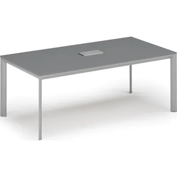 Kancelářská sestava Jednací stůl PRIMO INVITATION, 240x120 cm, grafit + stolní zásuvka TYP III, stříbrná