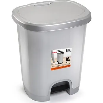Odpadkový koš Plastic Forte COLOR Koš na odpad 18 l STŘÍBRNÝ bez vložky s pedálem