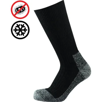 Pánské ponožky KNITVA Outdoorové antibakteriální vlněné termo ponožky KLASIK TERMO černá 37-38