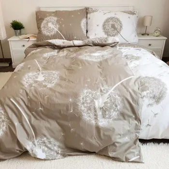 Povlečení Bavlněné povlečení Pampelišky oboustranné béžové Zapínání: knoflík, Velikost polštáře: 50x70, Velikost přikrývky: 140x200
