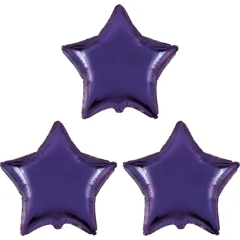 Balónek FLEXMETAL Balón foliový - hvězda, fialová, 45 cm, 3 ks