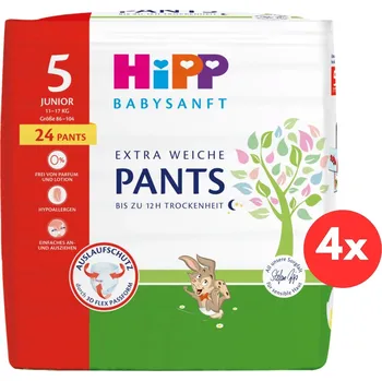 Plenkové kalhoty HiPP Babysanft Junior vel. 5 (4 × 24 ks)