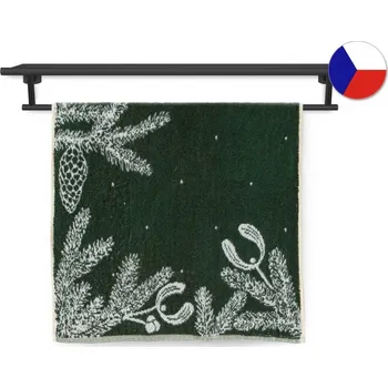 Ručník Vánoční ručník 55x100 ZARA 450g Zasněžené větvičky zelenobílé