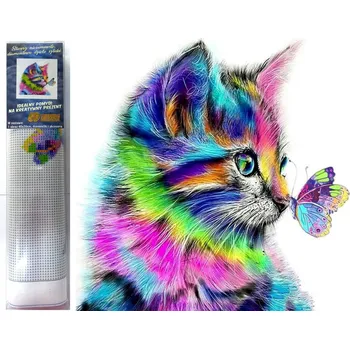 Diamantové malování Norimpex Kotě s motýlem 30 × 40 cm