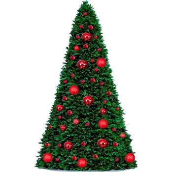 LAALU Vánoční stromek zdobený - BASIC RED, 74 ks ozdob, 500 cm