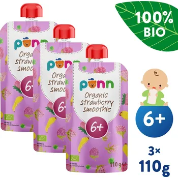 Dětská výživa SALVEST Ponn BIO Ovocné pyré s malinami 3× 110 g
