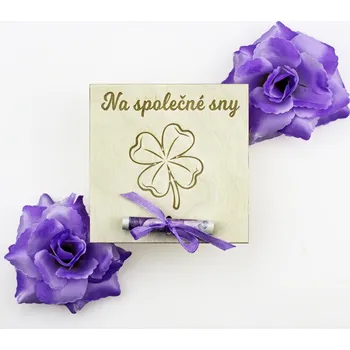 Dárková krabička Destička na peníze čtyřlístek