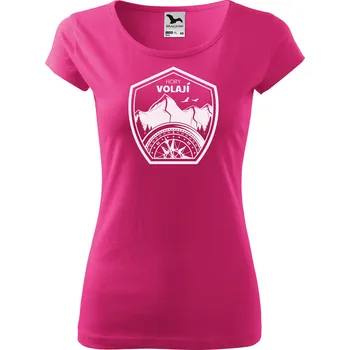 Dámské tričko Dámské tričko hory volají Barva: Růžová, Velikost: XL
