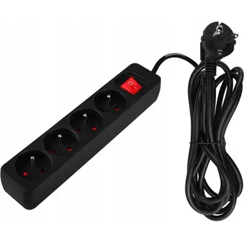 Napájecí kabel NEO PRODLUŽOVACÍ KABEL LIŠTOVÝ 3M, 3X1.5MM2, 4G, ČERNÝ, ON/OFF 90-185