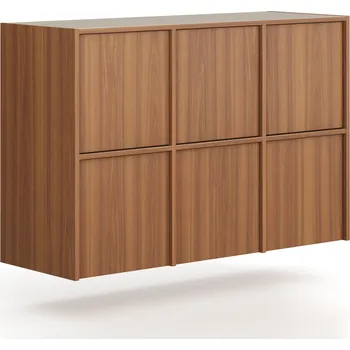 Kancelářská sestava Nástavba pro skříně FRAME, 6x dveře, 1299 x 450 x 854 mm, PUSH-lock, ořech