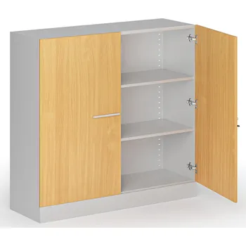 Policová skříň Kovová spisová skříň s&nbsp;dřevěnými dveřmi, demontovaná, 1150 x 1200 x 400 mm, buk