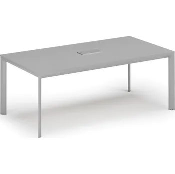 Kancelářská sestava Jednací stůl PRIMO INVITATION, 200x100 cm, šedá + stolní zásuvka TYP I, stříbrná
