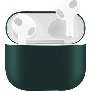 Pouzdro na mobilní telefon Ochranný silikonový obal pro AirPods 3 - tmavě zelený