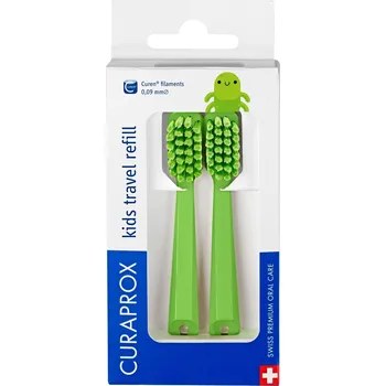 Zubní kartáček CURAPROX Kids Travel set zelený náhrada, 2 ks