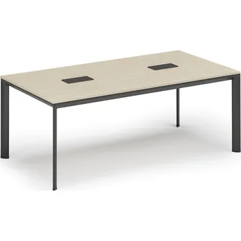 Kancelářská sestava Jednací stůl PRIMO INVITATION, 200x100 cm, bříza + 2x stolní zásuvka TYP VI, černá