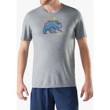 Tričko s potiskem Smartwool Bear Strata Active Short Sleeve Graphic Tee - light gray heather