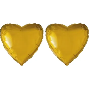 Balónek FLEXMETAL Balón foliový - srdce, zlaté, valentýn / svatba, 45 cm, 2 ks