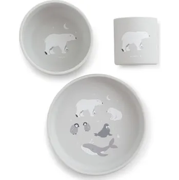 Saro Baby Silikonová jídelní sada Polaris Grey