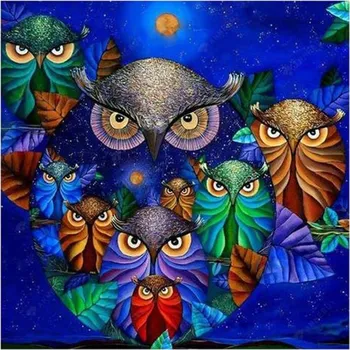 Diamantové malování Norimpex 7D Sovy na noční obloze 30 × 40 cm