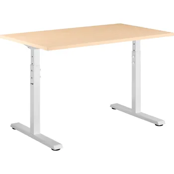 Psací stůl AlzaErgo Fixed Table FT1 bílý + deska 120x80 cm lamino bříza