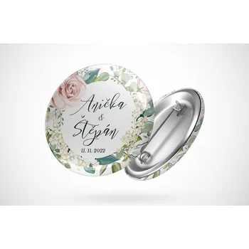 Svatební placka květinová Průměr placky: 25 mm