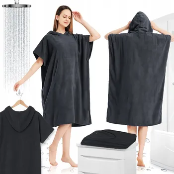 Dámský koupací ručník pončo s kapucí pánský, 110 x 80 cm, mikrovlákno, potah