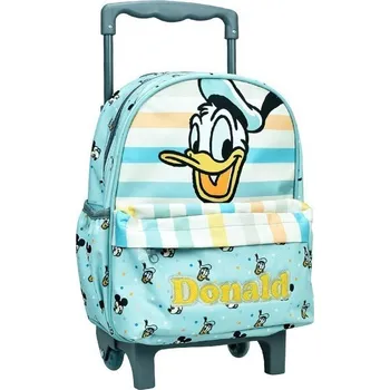 GIM S.A. Dětský cestovní batoh na kolečkách DISNEY KAČER DONALD s barevnými proužky modrý 30 cm