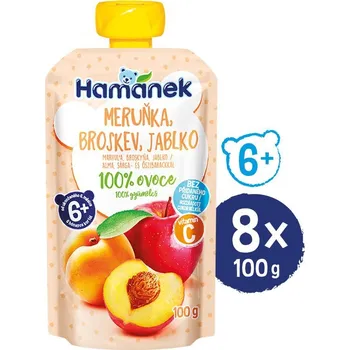 Dětská výživa HAMÁNEK Broskev a meruňka 8× 100 g