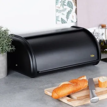 chlebník Černý kovový chlebník 43 x 27 cm