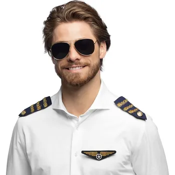Karnevalový doplněk Boland Sada Pilot, párty brýle, odznak a nárameníky