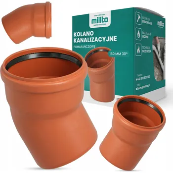 kanalizace PVC Kanalizační Koleno 160 mm Spojka 30° PP