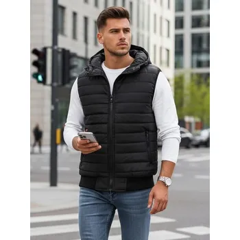 Pánská vesta Buďchlap Trendy vesta s kapucí v černé barvě