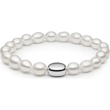 Náramek ANNA PERLY Elegantní náramek z rice perel s atraktivním stříbrným akcentem (Ag925/1000, 16,84 g)