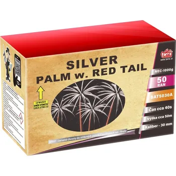Ohňostroj - baterie výmetnic silver palm w. red tail 50ran