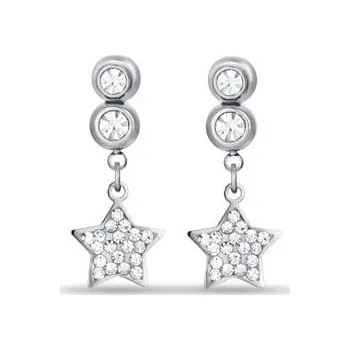 Náušnice LUCA BARRA Ocelové náušnice s hvězdičkami a bílými krystaly