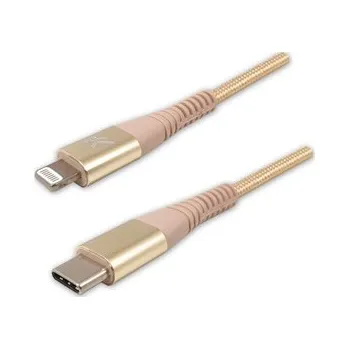 Datový kabel Logo USB kabel (2.0) USB C samec - Apple Lightning samec 2m zlatý MFi certifikace, 5V/3A nylono