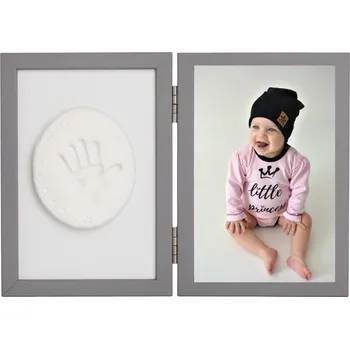 Dětsný nábytek Tiny Memories Sada na otisk miminka - dvojitý rámeček s modelínou pro otisk ručičky nebo nožičky, še