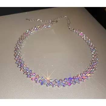 Souprava šperků B-TOP Třpytivý choker náhrdelník s barevnými krystaly