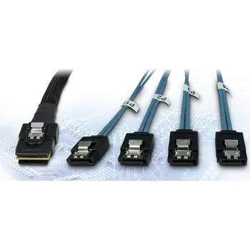 Kabel do PC Inter-Tech (SFF-8087) Mini-SAS na 4x SATA, cross-over, 1m