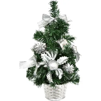 Vánoce DOMMIO Vánoční stromek zdobený - stříbrný, 35 cm