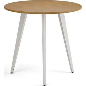 Konferenční stolek Konferenční stůl PRIMO VIBE, průměr 80 cm, bílá podnož, buk