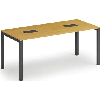 Konferenční stolek Jednací stůl PRIMO SQUARE, 180x80 cm, buk + 2x stolní zásuvka TYP I, černá