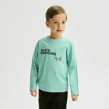 Reserved - Bavlněné tričko s dlouhými rukávy - světle tyrkysová - 676IG-60X - 676IG-60X-128