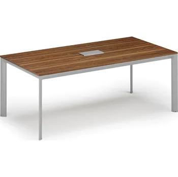 Kancelářská sestava Jednací stůl PRIMO INVITATION, 240x120 cm, ořech + stolní zásuvka TYP VI, stříbrná