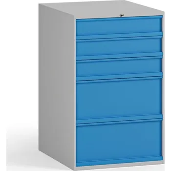 Skříňka na nářadí Zásuvkový dílenský box na nářadí k pracovnímu stolu, 5 zásuvek, 510 x 592 x 810 mm, modrá