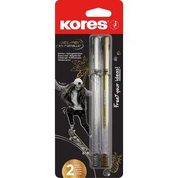 Kancelářské potřeby KORES K11 Gel Pen Metallic zlaté a stříbrné - set 2 ks