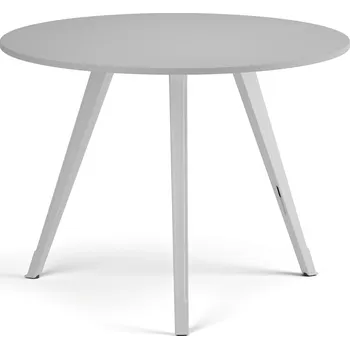 Konferenční stolek Konferenční stůl PRIMO ZEN, průměr 100 cm, bílá podnož, šedá