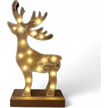 Vánoční dekorace Senzanakupy Vánoční dřevěná LED dekorace - Jelen 35 cm