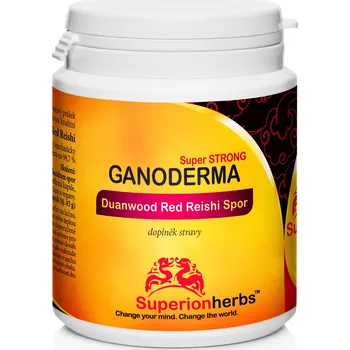 Zdraví Superionherbs Ganoderma, Duanwood Red Reishi, 100% spórový prášek, 90 tobolek